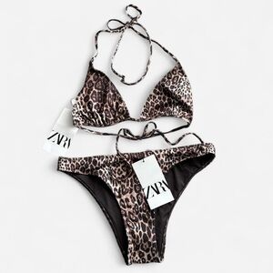 Zara leopard print bikini size S new with tags